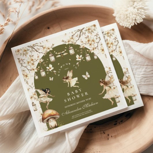 妖精ワイルドフラワーフラワーメドウ赤ちゃんシャワー スタンダードカクテルナプキン