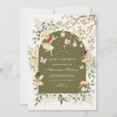 妖精ワイルドフラワーフラワーメドウ赤ちゃんシャワー 招待状 (正面)