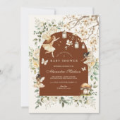 妖精ワイルドフラワーフラワーメドウ赤ちゃんシャワー 招待状 (正面)