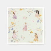 妖精ワイルドフラワーメドウフラワーズ誕生日 スタンダードカクテルナプキン (正面)