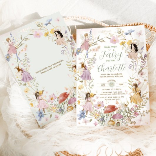妖精ワイルドフラワーメドウフラワーズ誕生日 招待状