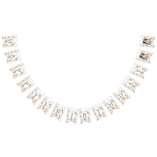 妖精ワイルドフラワーメドウ誕生日ガーランドフォト バンティングフラッグ (全)