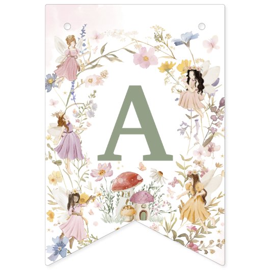 妖精ワイルドフラワーメドウ誕生日ガーランドフォト バンティングフラッグ (第2の旗)