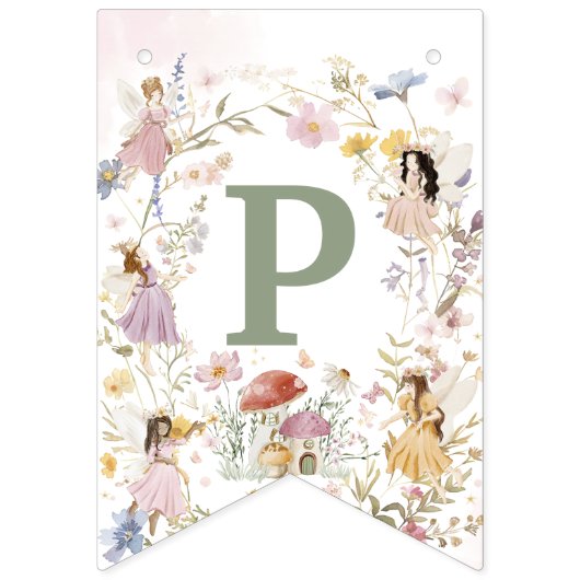 妖精ワイルドフラワーメドウ誕生日ガーランドフォト バンティングフラッグ (第3の旗)