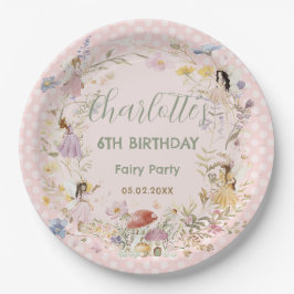 妖精ワイルドフラワーメドフラワーバースデーパーティー ペーパープレート