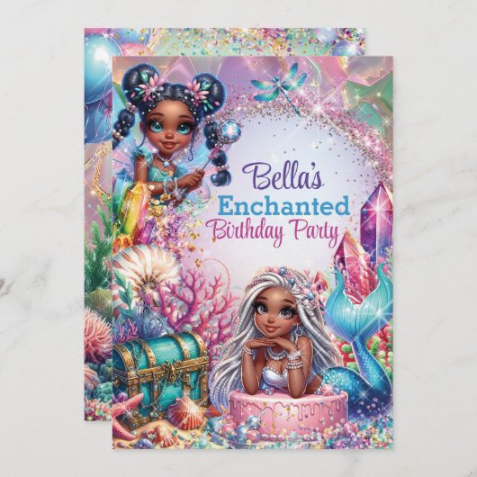 妖精人魚ファンタジーパーティー招待状 招待状 (正面/裏面)