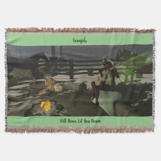 妖精女性のカーボーイキャンプファイアソングブランケット54"x38" スローブランケット (正面)