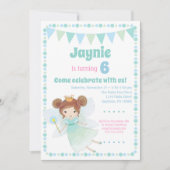 妖精招待状ブルネットガールズバースデーパーティー 招待状 (正面)