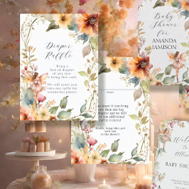 妖精秋フローラデイジーベビーガールおむつラッフル エンクロージャーカード