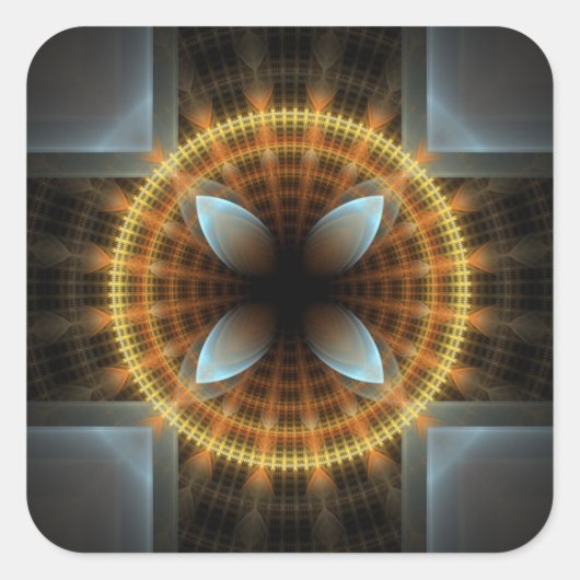妖精華美のフラクタル模様の曼荼羅 スクエアシール (正面)