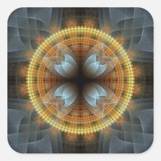 妖精華美のフラクタル模様の曼荼羅 スクエアシール (正面)