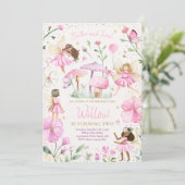 妖精誕生日お洒落プリンセス妖精誕生日 招待状 (スタンド正面)