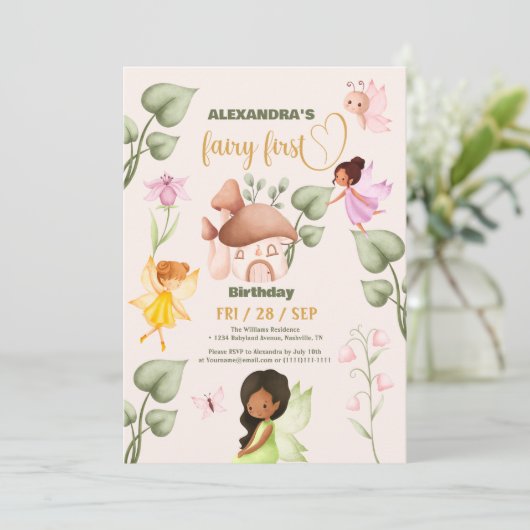 妖精誕生日お洒落プリンセス妖精誕生日 招待状 (スタンド正面)
