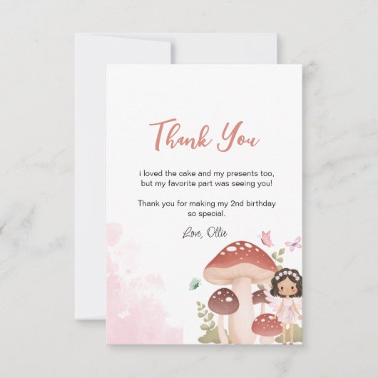 妖精誕生日エンチャントお洒落ガーデンフォレスト サンキューカード (正面)