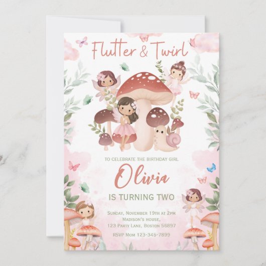 妖精誕生日エンチャントお洒落ガーデンフォレスト 招待状 (正面)