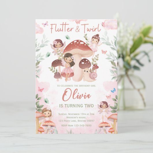 妖精誕生日エンチャントお洒落ガーデンフォレスト 招待状 (スタンド正面)