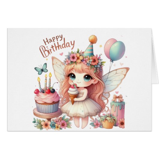 妖精誕生日カード (正面横)