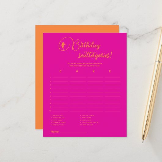 妖精誕生日スキャッタゴリー！誕生日パーティーゲーム (正面/裏面インサイチュ)