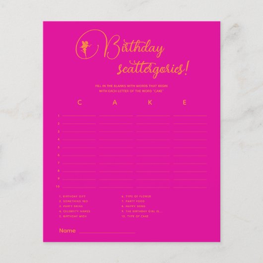 妖精誕生日スキャッタゴリー！誕生日パーティーゲーム (正面)