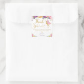 妖精誕生日ピンクパープルフローラありがとう好意 スクエアシール (バッグ)