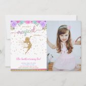 妖精誕生日フォト招待状 招待状 (正面)