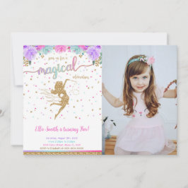 妖精誕生日フォト招待状 招待状