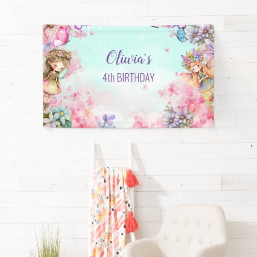妖精誕生日プリンセス妖精誕生日バナー 横断幕 (インサイチュ)