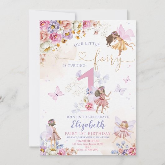 妖精誕生日招待状フェアリーガーデン誕生日 招待状 (正面)
