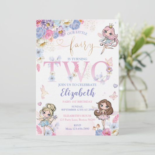 妖精誕生日招待状フェアリーガーデン誕生日 招待状 (スタンド正面)
