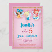 妖精誕生日招待状 – ガールズフェアリーパーティー 招待状 (正面/裏面)