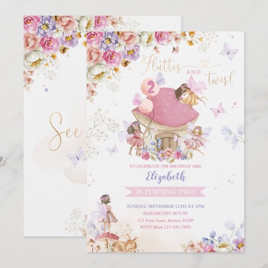 妖精誕生日招待状 招待状 (正面/裏面)