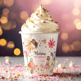 妖精誕生日魅惑された森の女の子1st誕生日 紙コップ