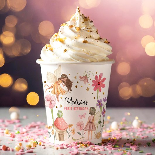 妖精誕生日魅惑された森の女の子1st誕生日 紙コップ