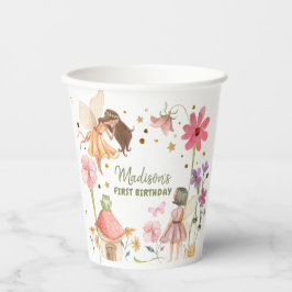 妖精誕生日魅惑された森の女の子1st誕生日 紙コップ