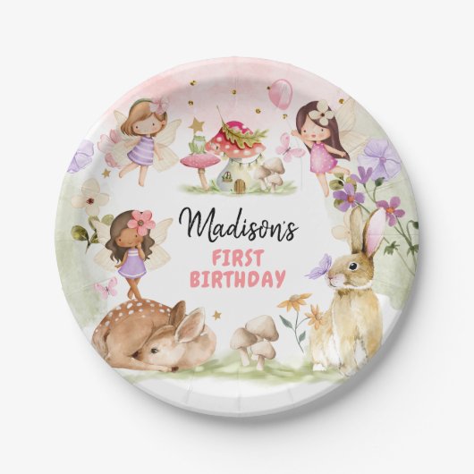 妖精誕生日1stエンチャントフォレストガールフローラ ペーパープレート (正面)