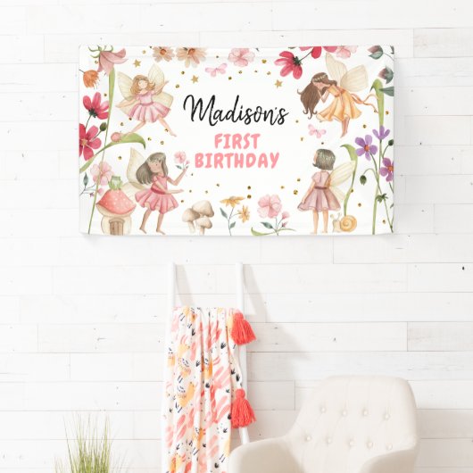 妖精誕生日1st魅惑の森の女の子の背景 横断幕 (インサイチュ)