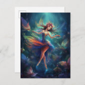 妖精踊りオーバーウォーターファンタジーアート ポストカード (正面/裏面)
