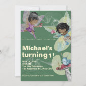 妖精集団パーティー誕生日招待状カード セーブザデート (正面)