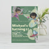 妖精集団パーティー誕生日招待状カード セーブザデート (スタンド正面)