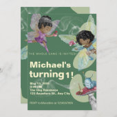 妖精集団パーティー誕生日招待状カード セーブザデート (正面/裏面)