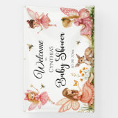 妖精魅力的の森の鹿の赤ちゃんシャワーへようこそ 横断幕 (縦)