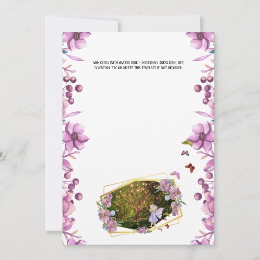 妖精魔法魅惑ホタルのガーデンバタフライ 招待状 (裏面)