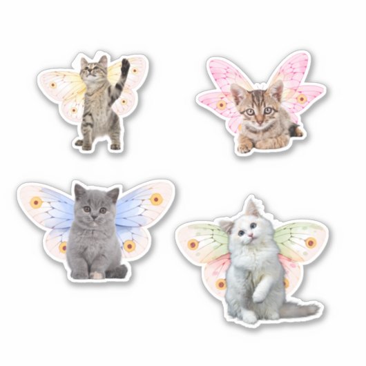 妖精《フェアリー》の翼を持つかわいい子猫3 シール (正面)