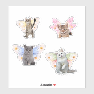妖精《フェアリー》の翼を持つかわいい子猫3 シール