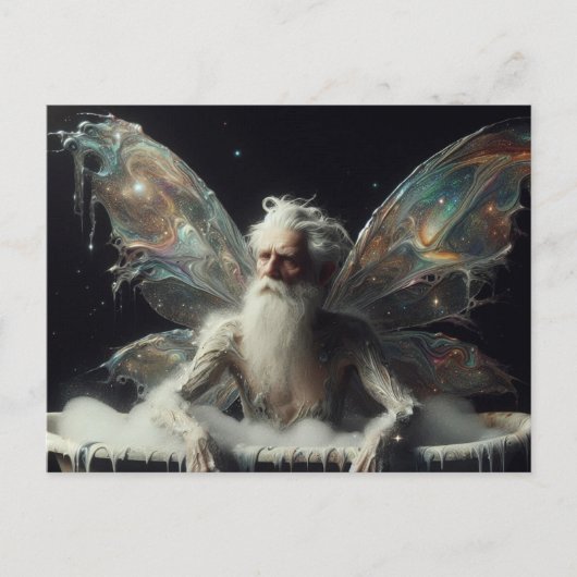 妖精《フェアリー》の老人が泡風呂に入る ポストカード (正面)