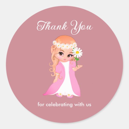 妖精&花オンバラ金ゴールドありがとう ラウンドシール (正面)