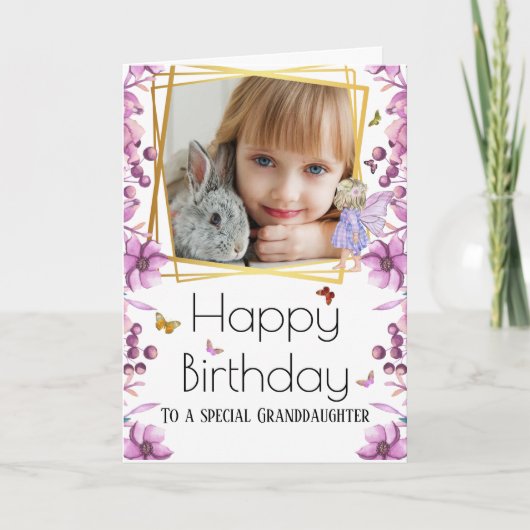 妖精DIYフォトバタフライガーデンの誕生日 カード (正面)