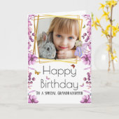 妖精DIYフォトバタフライガーデンの誕生日 カード (黄色い花)