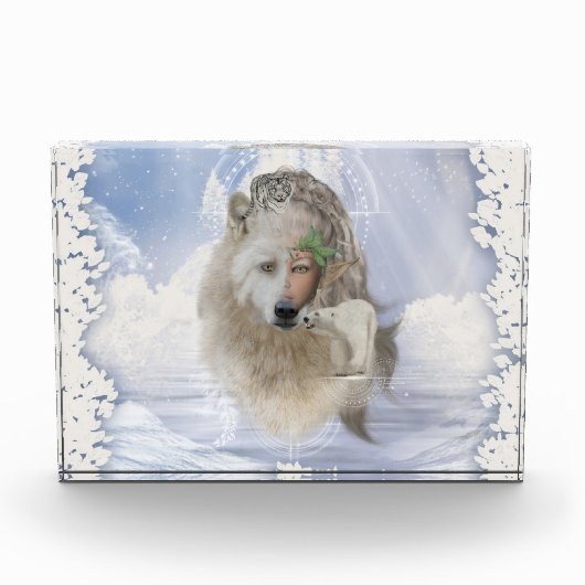 妖素晴らし精とポーラーベアと雪 フォトブロック (正面)