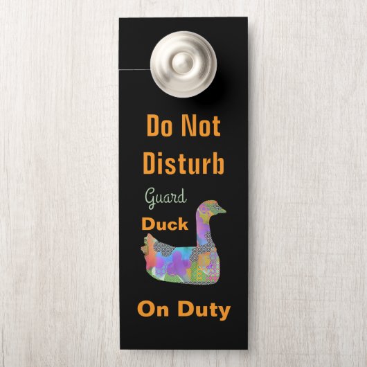 妨げないでください / ノックしてください / ガードダック ブラック ドアノブサイン (ノブ)